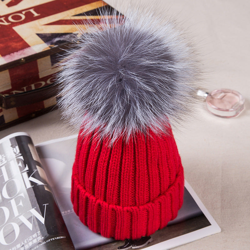 fur ball wool hat