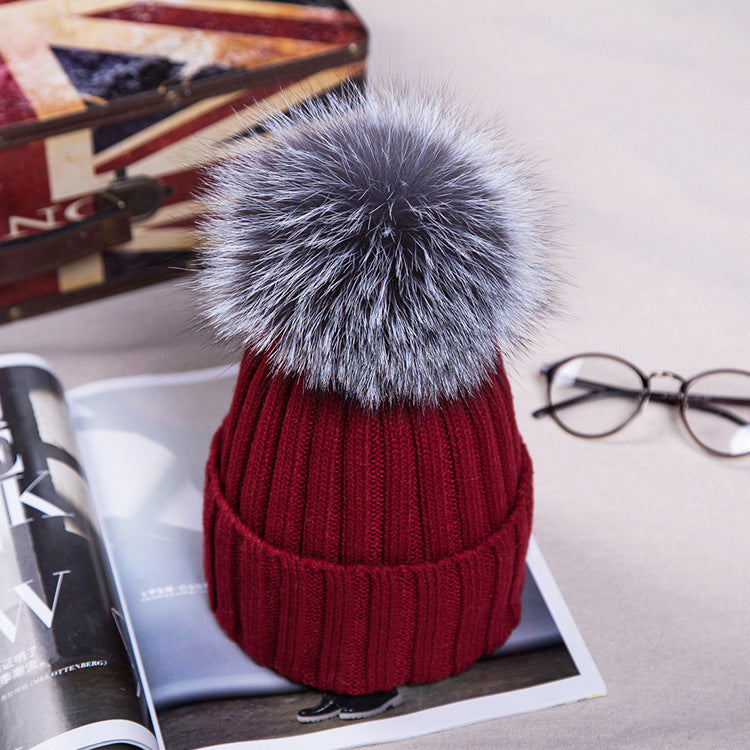 fur ball wool hat