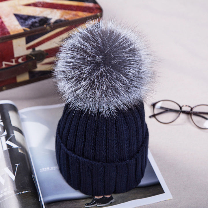 fur ball wool hat