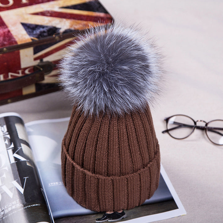 fur ball wool hat