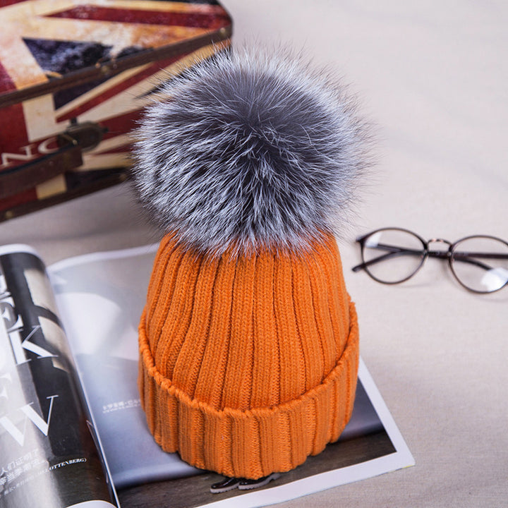 fur ball wool hat