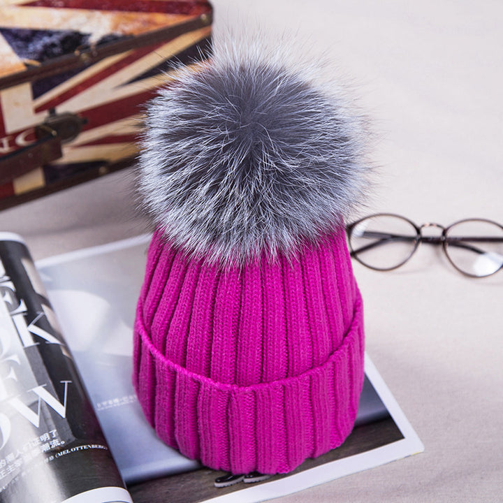 fur ball wool hat