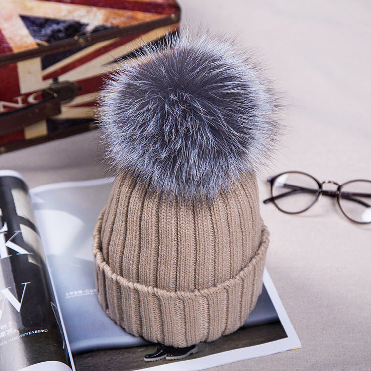 fur ball wool hat