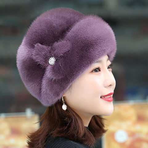 Women's Thick Warm Fur Straw Hat