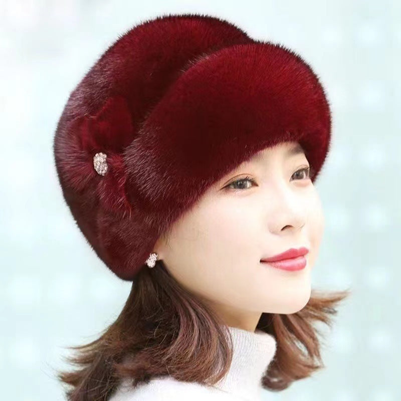 Women's Thick Warm Fur Straw Hat