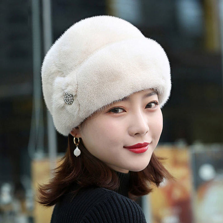 Women's Thick Warm Fur Straw Hat