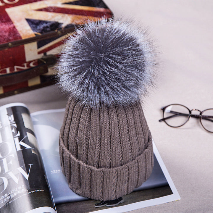 fur ball wool hat