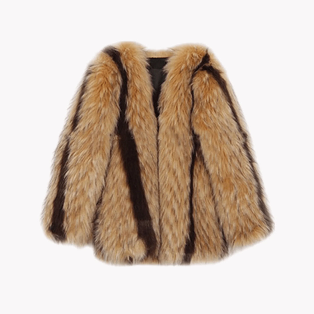 Faux Fur Stripe Coat