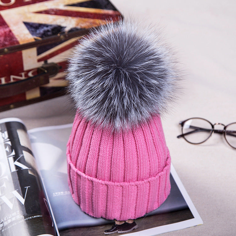 fur ball wool hat