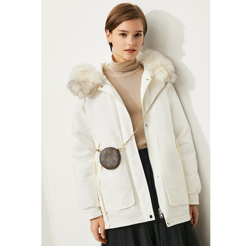 Warm Fur Collar Cropped Jacket