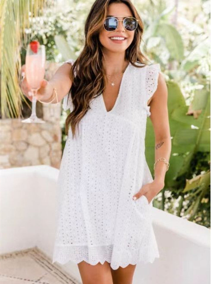 Lace Dresses With Pocket Summer Sleeveless