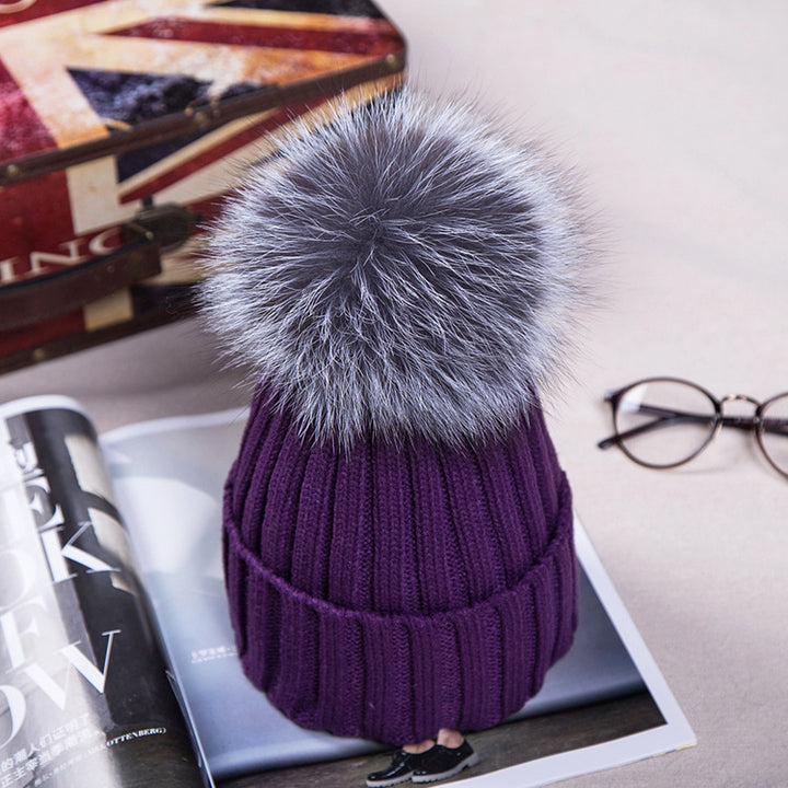 fur ball wool hat