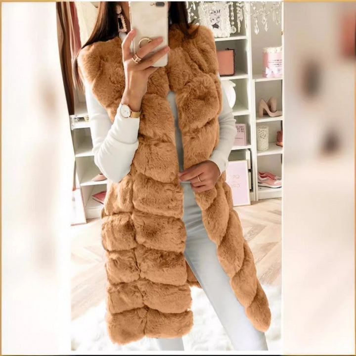 Fur Long Vest Cotton-padded Coat