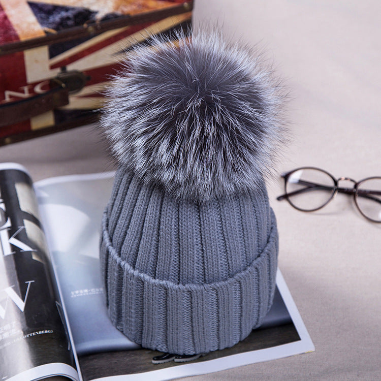 fur ball wool hat