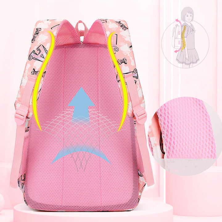 New Letter Print Backpack With Pencil Case Fsahion Sweet Primary School Students Schoolbag For Girls Boys