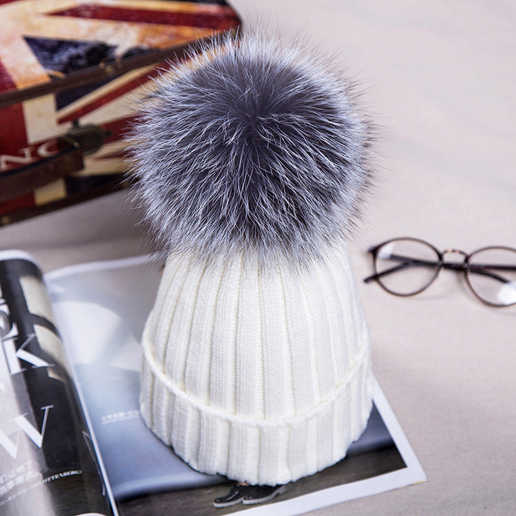 fur ball wool hat