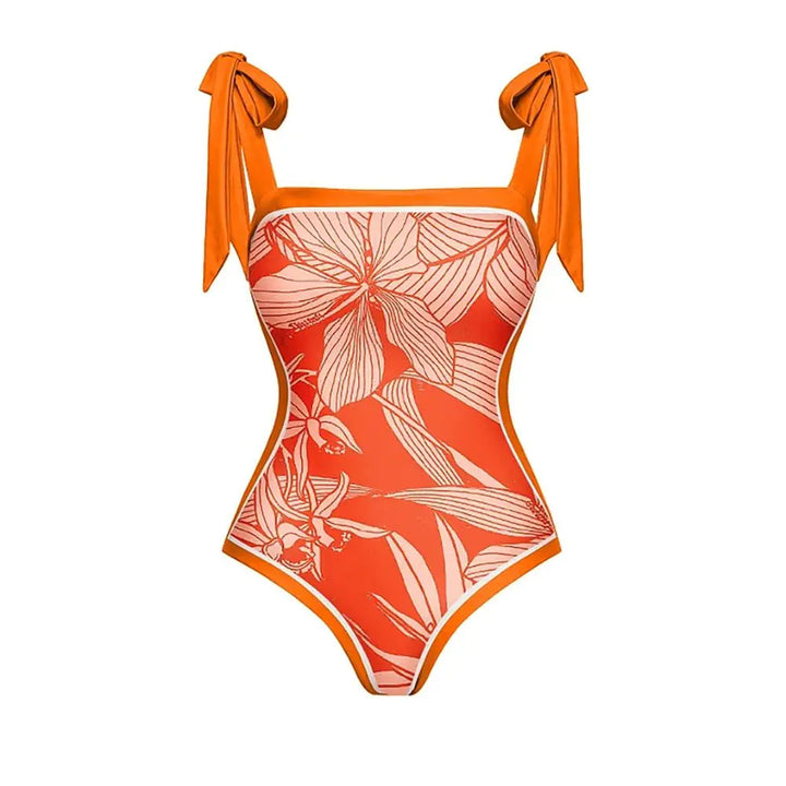 Orange Hibiscus Swimwear Set