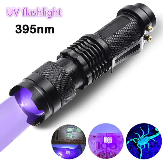 Purple White Dual Light Flashlight LED