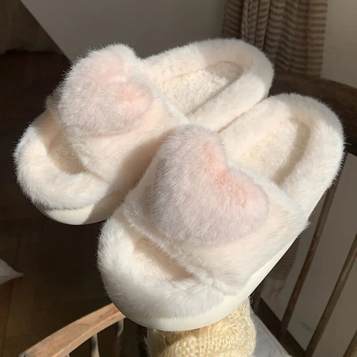 Heart Love  Fur Slippers