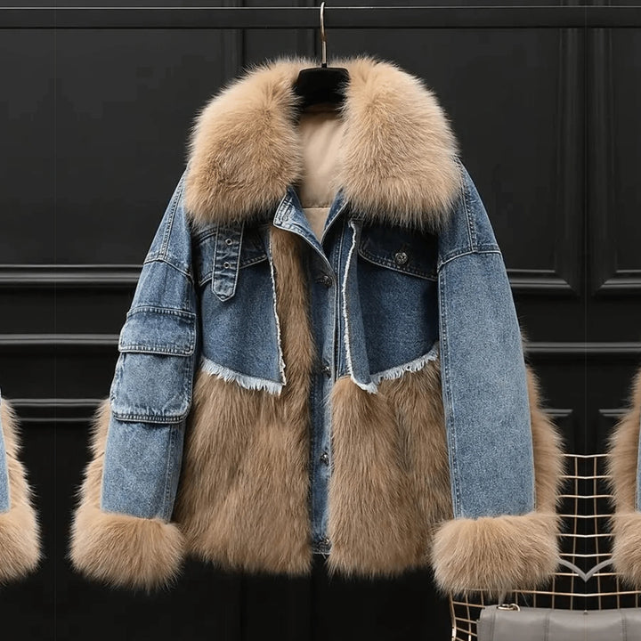 Faux Fur Denim Coat