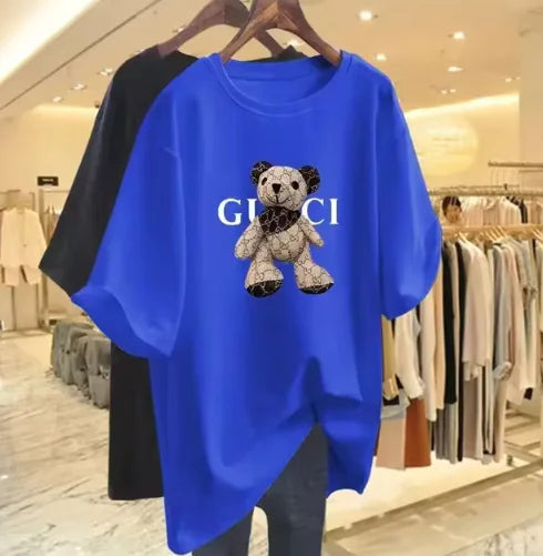 Korean Style Bear Print Casual T-Shirt