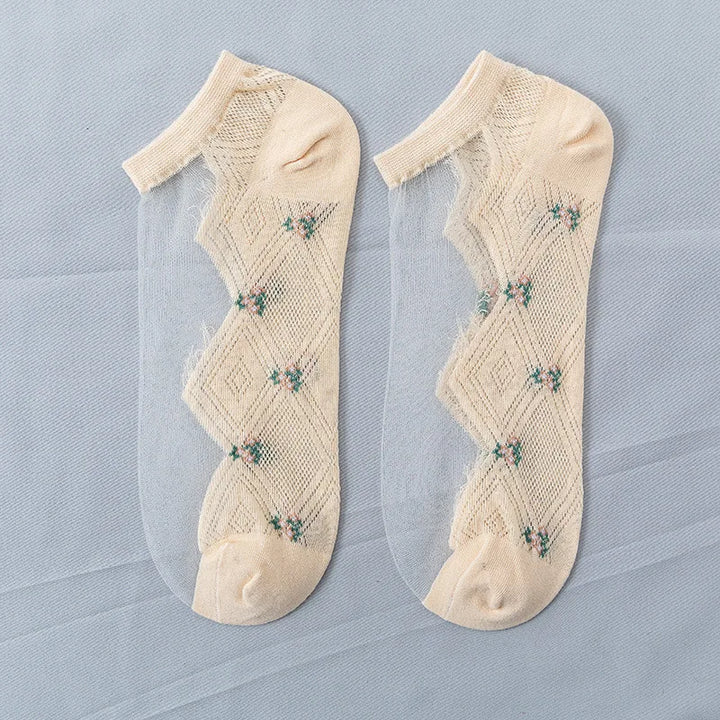 3/6 Pairs New High Quality Crystal Women's Low Cut Socks