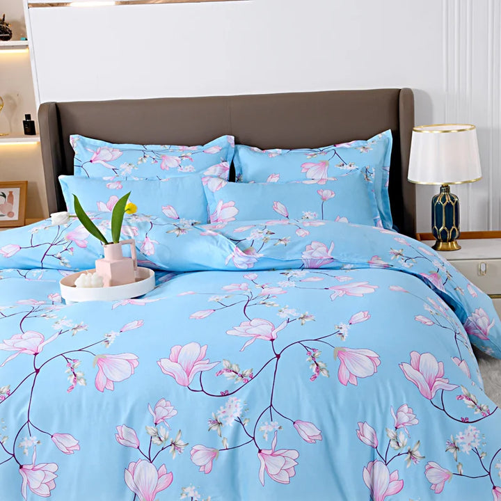 Home Textile Blue Flowers Bedding Sets Simple Bed Linens Boy Girl Kid Adult Duvet Cover Pillowcase Flat Sheet Twin King