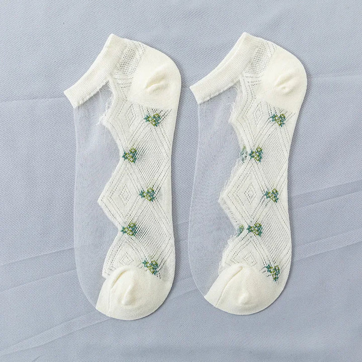 3/6 Pairs New High Quality Crystal Women's Low Cut Socks