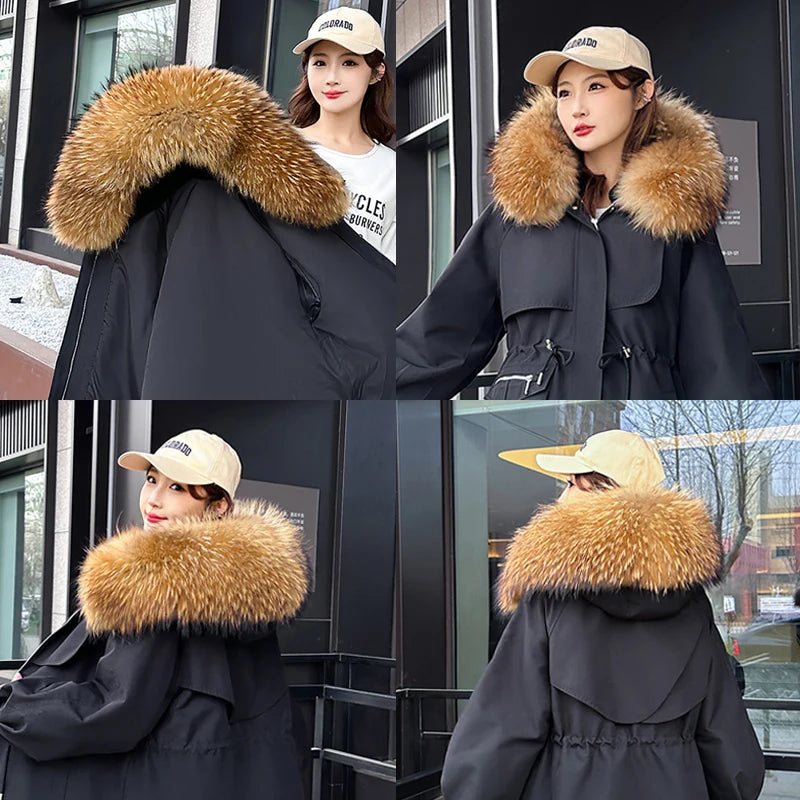 100% Real Fur Collar Women Raccoon