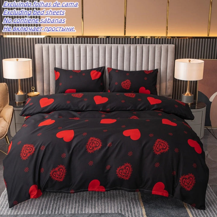 3pcs Printed sanding Bedding Set Duvet Cover Set Soft Bedding Printing Bed Linen Queen Size Bedding Set Without Sheet）