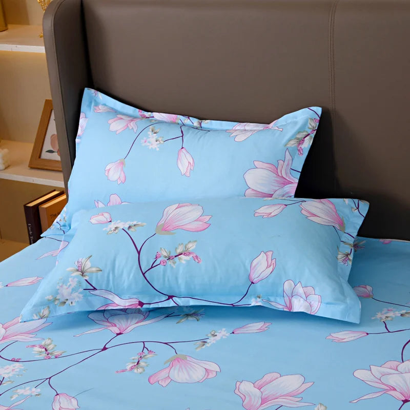 Home Textile Blue Flowers Bedding Sets Simple Bed Linens Boy Girl Kid Adult Duvet Cover Pillowcase Flat Sheet Twin King