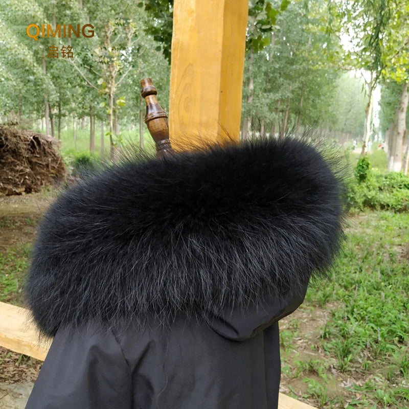 100% Real Fur Collar Women Raccoon