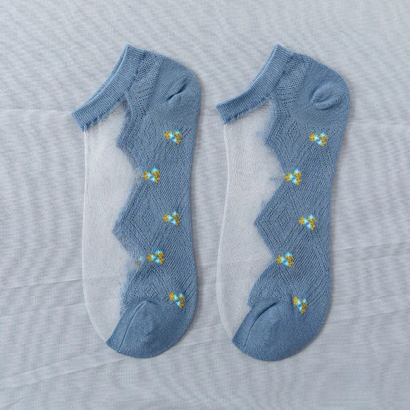 3/6 Pairs New High Quality Crystal Women's Low Cut Socks