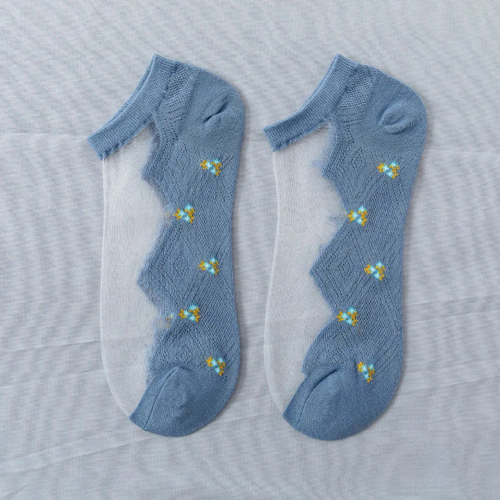 3/6 Pairs New High Quality Crystal Women's Low Cut Socks