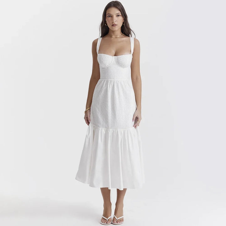 Pretty Women's Dresses White Cotton