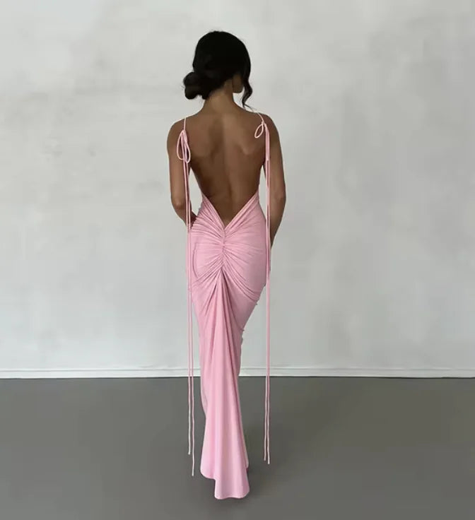 Elegant Backless Spaghetti Strap Maxi Dress