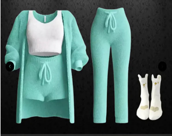 Long Sleeve Coat Vest Shorts Four-piece Set