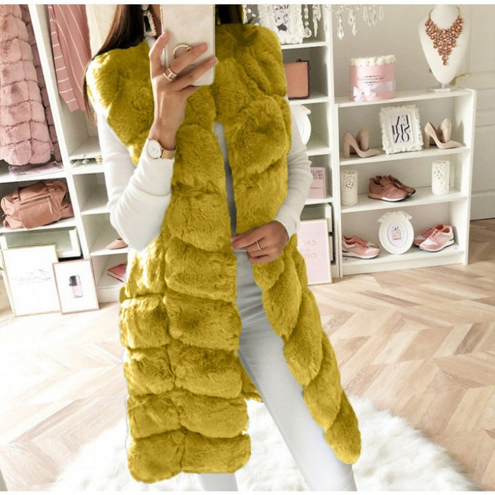 Fur Long Vest Cotton-padded Coat