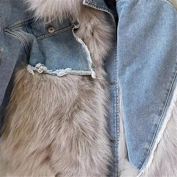 Faux Fur Denim Coat