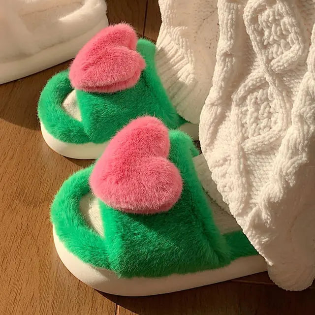 Heart Love  Fur Slippers