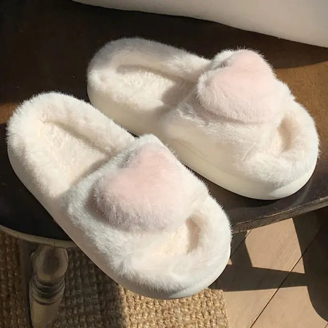 Heart Love  Fur Slippers