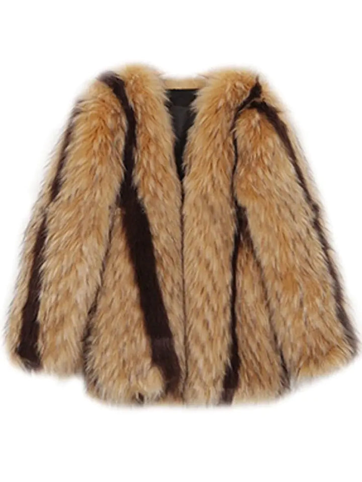 Faux Fur Stripe Coat