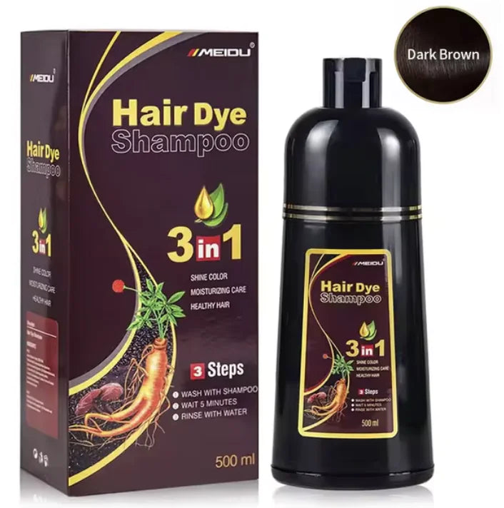 3-in-1 Natural Hair Dye Shampoo - Quick & Easy Gray Coverage, Cleanses & Nourishes