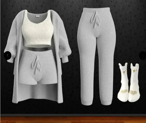 Long Sleeve Coat Vest Shorts Four-piece Set